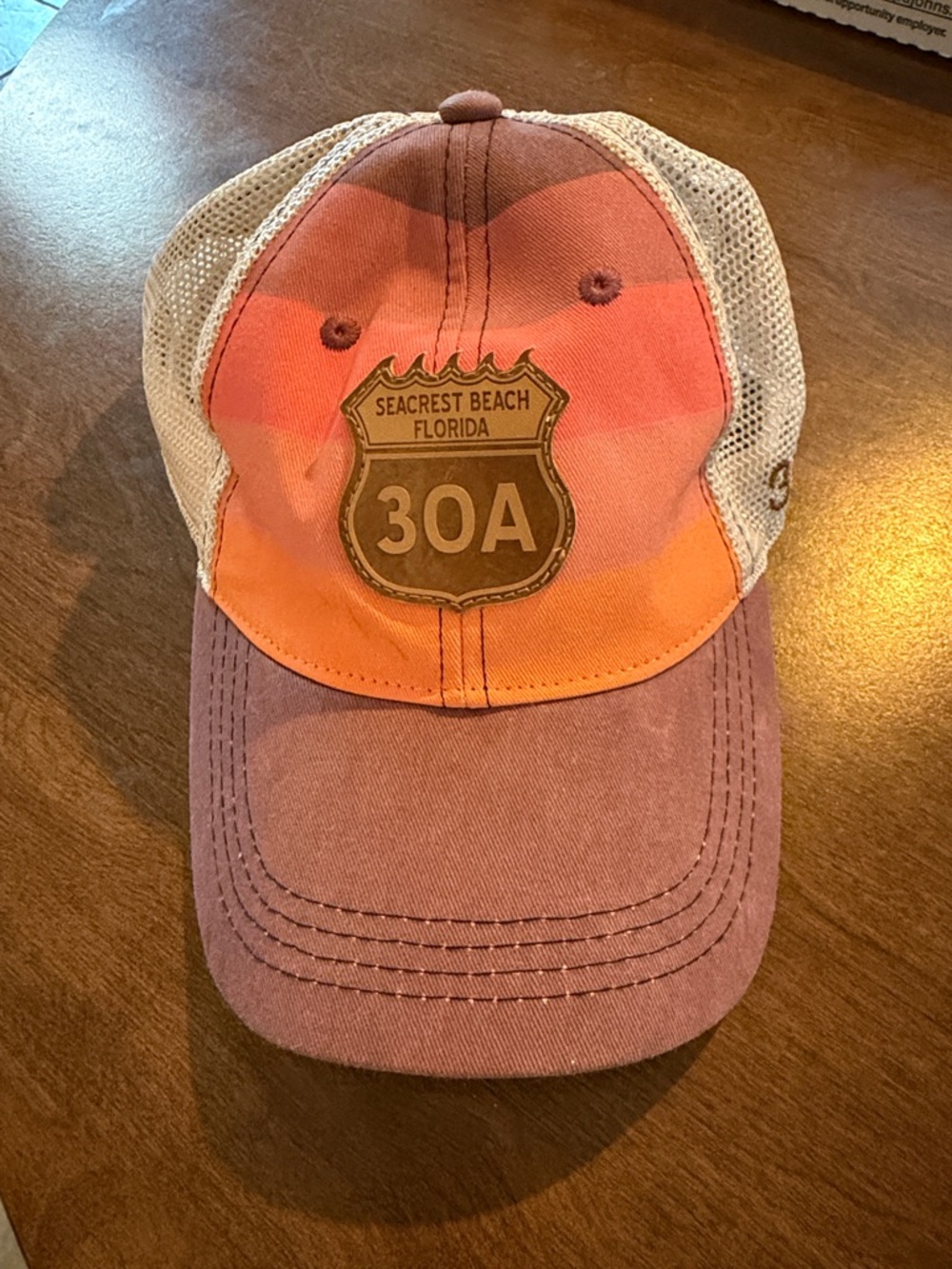 30A Seacrest Beach Trucker Hat - Orange and Pink